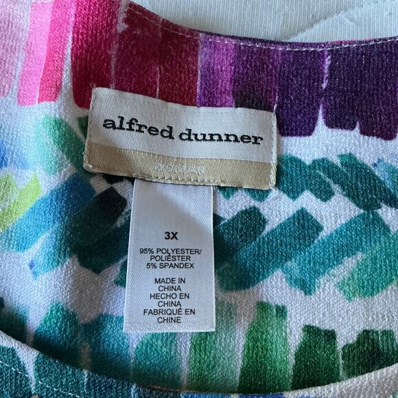 Alfred Dunner Woman 3/4 Sleeve Blouse Geometric Multicolor Pattern Bead Size 3X - Picture 4 of 7
